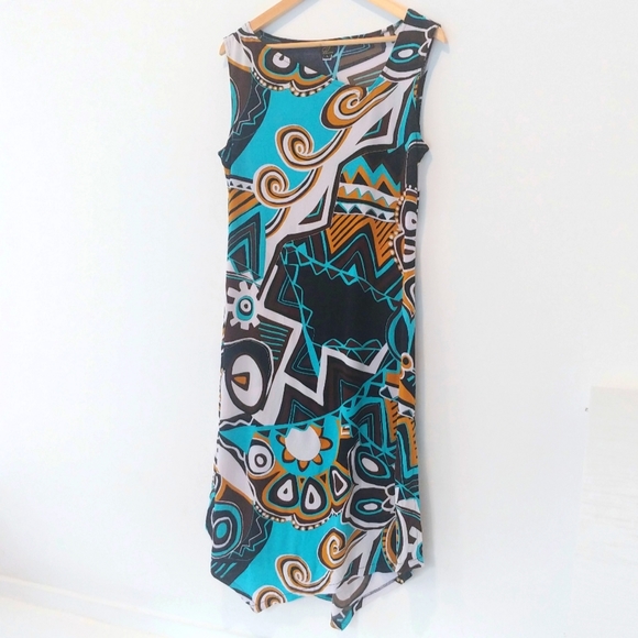 Yolanda Kwan Dresses & Skirts - Yolanda Kwan Midi Dress W/ Asymmetric Neck & Hemline